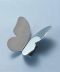 Butterfly-shaped Boss Silver Chrome Furniture Handle Door Knob Set With Brass Round Square Flower Pulls, feather-l-right finish.