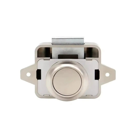 Push Button Drawer Lock Latch Set For RVs And Boats Black Button Switch Handle Wardrobe And Cabinet Door Lock front view