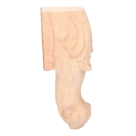 Side view of 4 Pack European Style Dope Carved Cabinet Legs, Solid Wood Furniture Feet For Tables, Sofas, And Closets, 12 x 6 cm