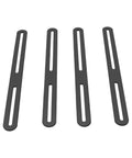 Four black mending plates from Adjustable Flat Mending Plate Set 4 Pack Stainless Steel Slotted Furniture Repair Brackets For Wood Shelves Tables Chairs