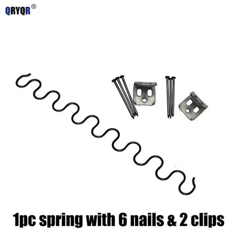 Top Notch Zig Zag Sofa Springs With Clip And Nail Kit For Saggy Chair Repair and Furniture Restoration. 1 zig zag spring, 6 nails and 2 clips.