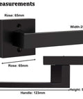 Beefy Heavy Duty Half Dummy Lever Matte Black Non Turning Interior Door Handle measurements with dimensions displayed
