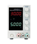 Rock Solid Linear DC Power Supply With Low Ripple For Clean Pure DC Output To Electrical Gear Includes Overvoltage Overcurrent Short Circuit And Overheat Protection Ventilated Case With Heat Dissipation Holes For Reliable Load Power, front view with digital display and knobs