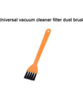 Product image of an orange vacuum cleaner filter dust brush against a white background.