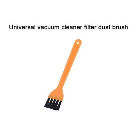Product image of an orange vacuum cleaner filter dust brush against a white background.