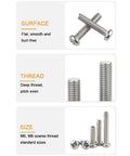 BinifiMux 20-piece set of 1/4-20 x 2 in round-head Phillips stainless steel machine screws, plain finish.