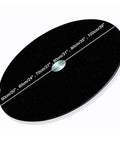 Top Shelf Black Tempered Glass Lazy Susan Turntable 90cm Round Rotating Dining Tray showing size measurement markings.