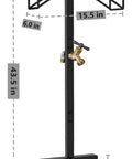Freestanding Outdoor Hose Holder Stand With Brass Faucet Heavy Duty Metal Water Hose Reel Storage Stake Rack For Backyard Garden Black Hose Not Included, 43.5 inch height with dimensions