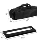 Compact 15.7 By 4.9 Inch Guitar Pedal Board With Carry Bag, Built Tough Steel, Fits 4-5 Pedals, 8-Degree Tilt, dimensions shown