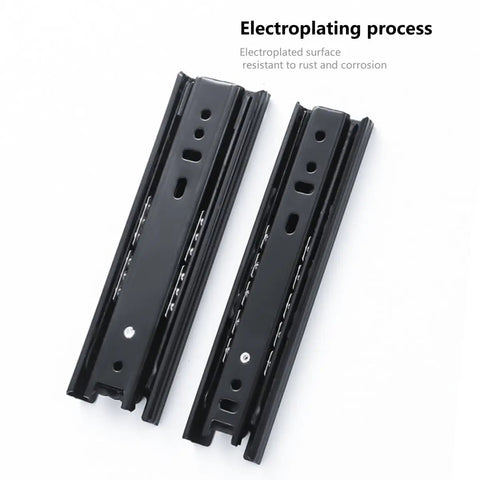 Two Pack 5 Inch Black Steel Side Mount Ball Bearing Soft Close Drawer Slides With Full Extension Quiet Operation And Zinc Plated Finish