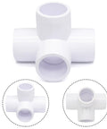 4 Pack 1/2 Inch PVC Fittings 4 Way Elbow Connector Furniture Grade For DIY Shelving And Storage Frames, close-up view
