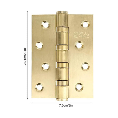 Rock Solid Heavy Gauge Stainless Steel Door Hinges With Hydraulic Buffering And Brushed Metal Hardware, 10.5cm x 7.5cm size.