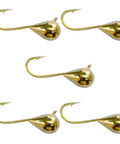 5 Pack Tungsten Jigs Go-To Gold Color 5mm Size 8 Hook Ultra Sensitive Durable Panfish Jigs For Crappie And Bluegill