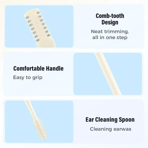 All In One Nose Hair Trimmer With 360 Degree Rotating Head Dual Stainless Steel Blades detail infographic features.