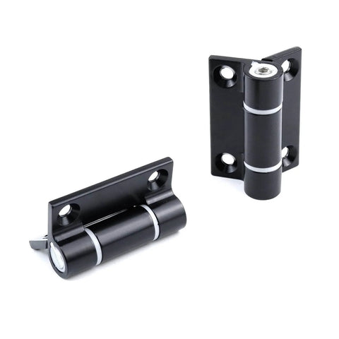 Heavy Duty Adjustable Position Control Damping Hinges 2 Pack Black Zinc Alloy for Furniture Cabinets Equipment 0 to 2.5 Nm Torque With Countersunk Holes 65 by 55 mm