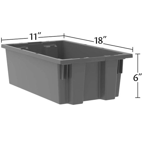 Nest and Stack Blue Plastic Storage Totes 18 by 11 by 6 Inches Heavy Duty Durable Nesting and Stacking Distribution Containers Set of 6 for Garage Home Workshop Organization