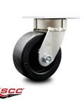 Rock Solid Heavy Duty Kingpinless Swivel Top Plate Caster With 5 Inch Polyolefin Wheel and Premium Ball Bearings for 650 lbs capacity.