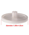 Close-up of small 8 and 67 teeth white gear, diameter 1.89in, for weelye Replacing Gears for RS390 Motor WW-3 WW-4 Gearbox in children's vehicles