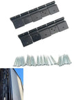 Rock Solid Aluminum RV Door Hinges Complete Replacement Kit For Fifth Wheels And Motorhomes showing ten aluminum hinges and fasteners.