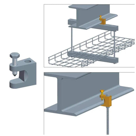Universal Fit Zinc I Beam Cable Tray Mounting Clip Built Tough For Heavy Load Wire Management Hardware with durable steel clip design.