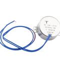 Heavy Duty Synchronous Motor Providing Low Rpm Torque And Reversible Spin For Hassle Free Microwave Turntable Fixes Or Smooth Fan Drives Hella Tough Housing Easy Hookup Wiring And Knockout Reliability Daily with blue wires.