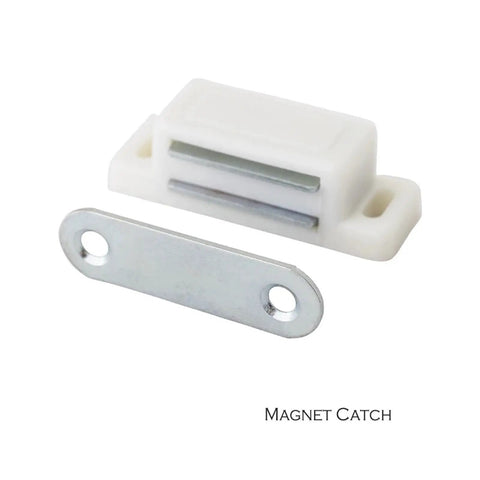 Magnetic Cabinet Latch White Plastic 4 Pack for Kitchen Cupboards and Furniture Easy Install Magnetic Door Catch for Cabinets