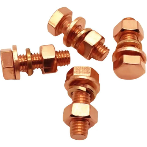 Top Shelf T2 Pure Copper Hex Bolt Kit With Nuts And Washers Heavy Duty Conductive Fastener built different for electrical grounding.