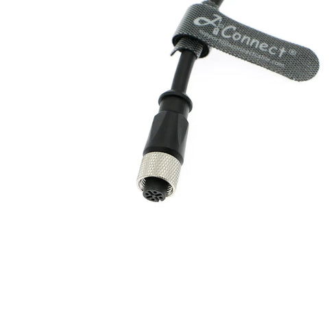 4 Pin M12 A Code Female Straight Connector Aviation Socket Cable, 10m, screw thread, flying lead plug B, plug and play ready