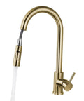 Sink Faucet,360°Pull-Out Spray,Brushed Steel Hot and Cold Rotation (Gold) with flexible spray head.