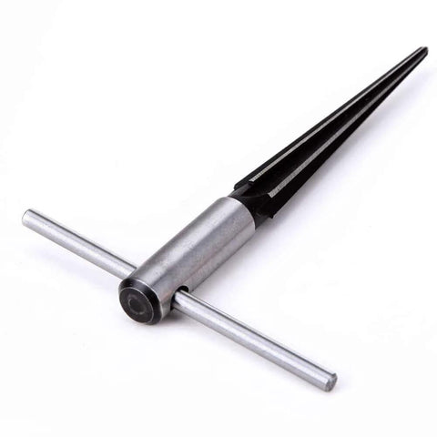 Bridge Pin Hole Reamer, Tapered 5 Degree, Six Flute Luthier Tool For Acoustic Guitars, Pro Grade Precision, with metal handle