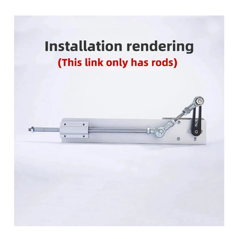 Top Tier Reciprocating Cycle Linear Actuator Push Rod Replacement For Telescopic Motors With Slick M6 Threading and 8 By 200 Millimeter Stroke, installation rendering view.