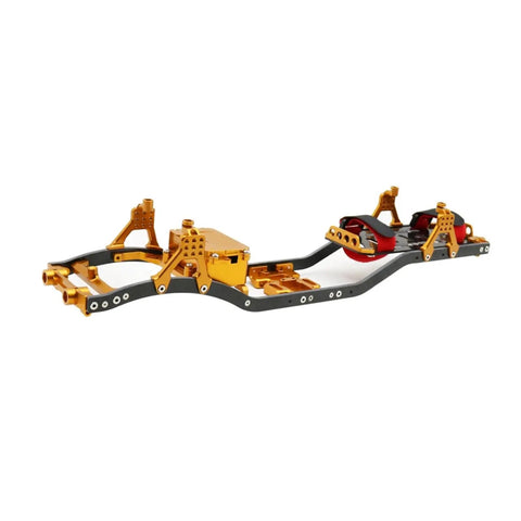Beefed Up Carbon Fiber RC Car Chassis Frame Upgrade For SCX10 II Rock Crawler 1/10 with 4mm CNC metal girder, yellow finish