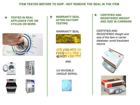 Image showing warranty seal and testing information for Slick Dishwasher Control Panel Replacement Ckdx25198x.