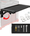 Foldable Magnetic Work Table For Packout System showing fold down workbench with tools and side bracket compatibility