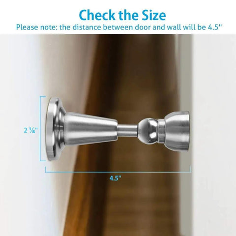 Magnetic Door Stop With Soft Catch, Holds Doors Open Without Slamming, Wall Mount, Stainless Steel Brushed Satin Nickel Chrome Finish side view