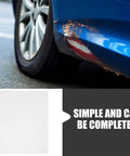 Damaged blue car bumper with Six Piece Metal Wire Mesh for Car Bumper Repair Welding Accessories shown beside for fixes.