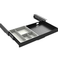 Under Desk Slide Out Pencil Drawer For Office, 15 Inch Wide Black Storage Organizer With Ball Bearing Slides, internal tray compartments