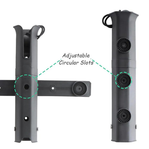 Close-up of Three Tube Adjustable Fishing Rod Holder For Boats And Kayaks With Removable Pole Inserter, showing adjustable slots.