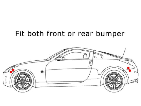 Diagram showing placement for Universal Quick Release Fastener Kit With Neo Chrome Finish For Bumpers, Trunks, Fenders And Hatches on car