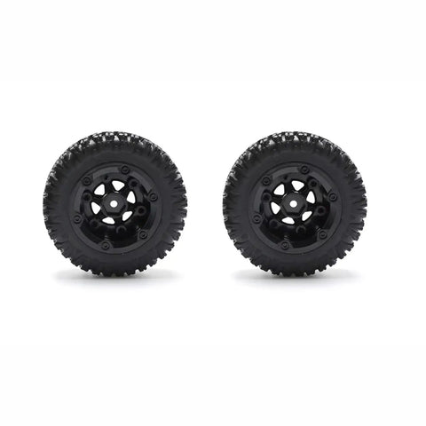 Rad RC Upgrade Spare Parts For 1/14 Scale Drift Cars 85mm Front And Rear Tire Wheels Two Pack, showing black tread detail.
