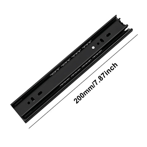 8 Inch Heavy Duty Full Extension Drawer Slides With Smooth Ball Bearing Runners For Kitchen Cabinets, Bathroom Vanities, Garage Tools, Side Mount Rails, Durable Metal Construction, Ideal For DIY Projects, 200mm black metal slide