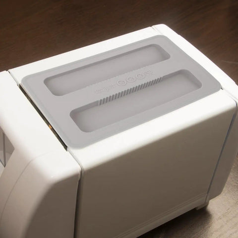 Toaster Protector Cover for 2 Slice Toaster Upper Lid 6.25 by 3.93 by 0.70 Inches 2 Pack Dust Debris Guard on toaster in kitchen.