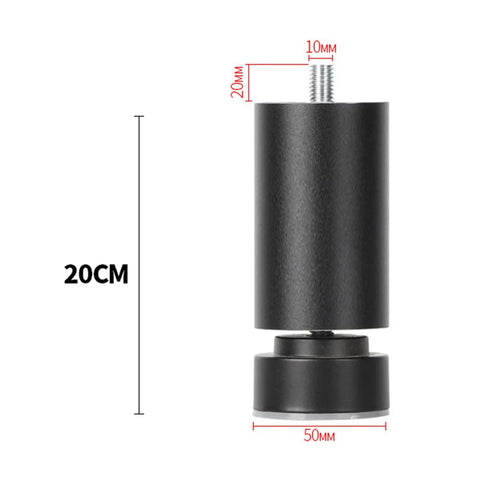 Four Piece Aluminum Furniture Support Legs 20cm Black Table Feet For Cabinets Beds Sofas And Tables With 10mm Thread Hole Built Tough Beefy Durable Anodized Finish