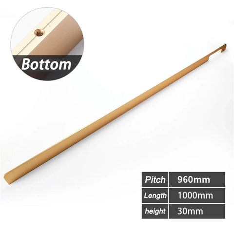 Long Cabinet Door Handle 1000mm Brushed Gold Or Silver Aluminum Cupboard Pulls For Kitchen Cabinets Wardrobes And Dressers