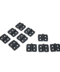 Rotating Concealed Hinges For Electric Boxes And Cabinets, Black Plastic Butt Hinges, laid out on a white surface