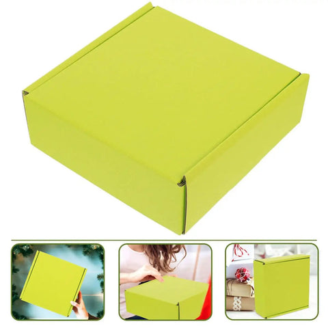 Green Corrugated Paper Boxes 10 Pack Go To Heavy Duty Packing Boxes for Shipping and Mailing, shown open and closed