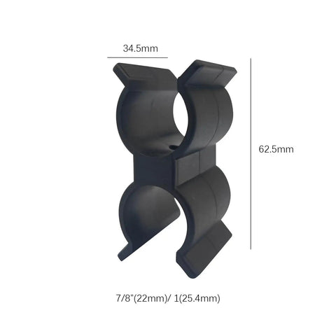 Heavy Duty Double Port Pipe Clamp Clips, 6.25 Cm Long, Fits 22mm And 25.4mm Tubes, nylon material, side view