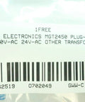 Barcode and label for MGT2450 Plug In Transformer 60W 120V AC to 24V AC Power Adapter for electronics and DIY projects.