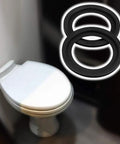 RV Toilet Flush Ball Seal Replacement Kit For Dometic 300, 310, And 320 Toilets, 4 Inch Outer Diameter, 2.6 Inch Inner Diameter, 2 Pack, Equivalent To Part 385311658, Durable Rubber Gasket Replacement rubber seals shown with RV toilet