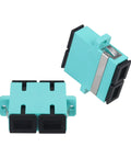 Six Pack SC Female To SC Female OM3 Duplex Multimode Fiber Optic Couplers And Adapters Kit in aqua blue, panel mount ready
